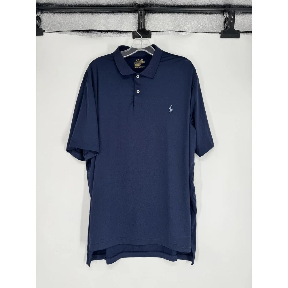Polo Ralph Lauren Performance Polo Shirt Mens 2XL Navy Blue Short Sleeve Golf